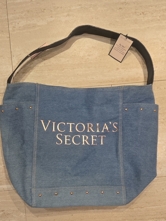Victoria's Secret Handbags - New Victoria's Secret Studded Denim Blue Tote Bag